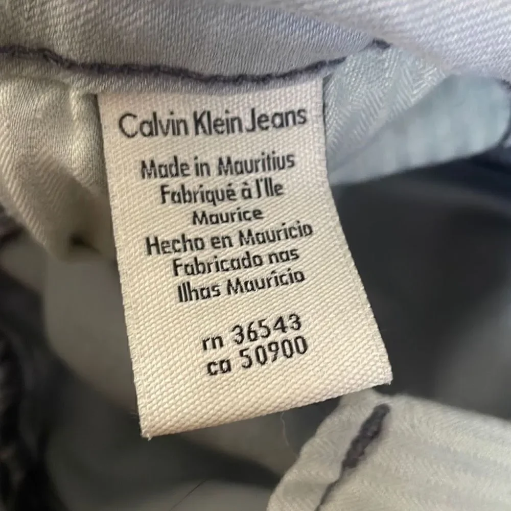 Calvin Klein Grayish Light Green Distressed Wash Denim Legging W32